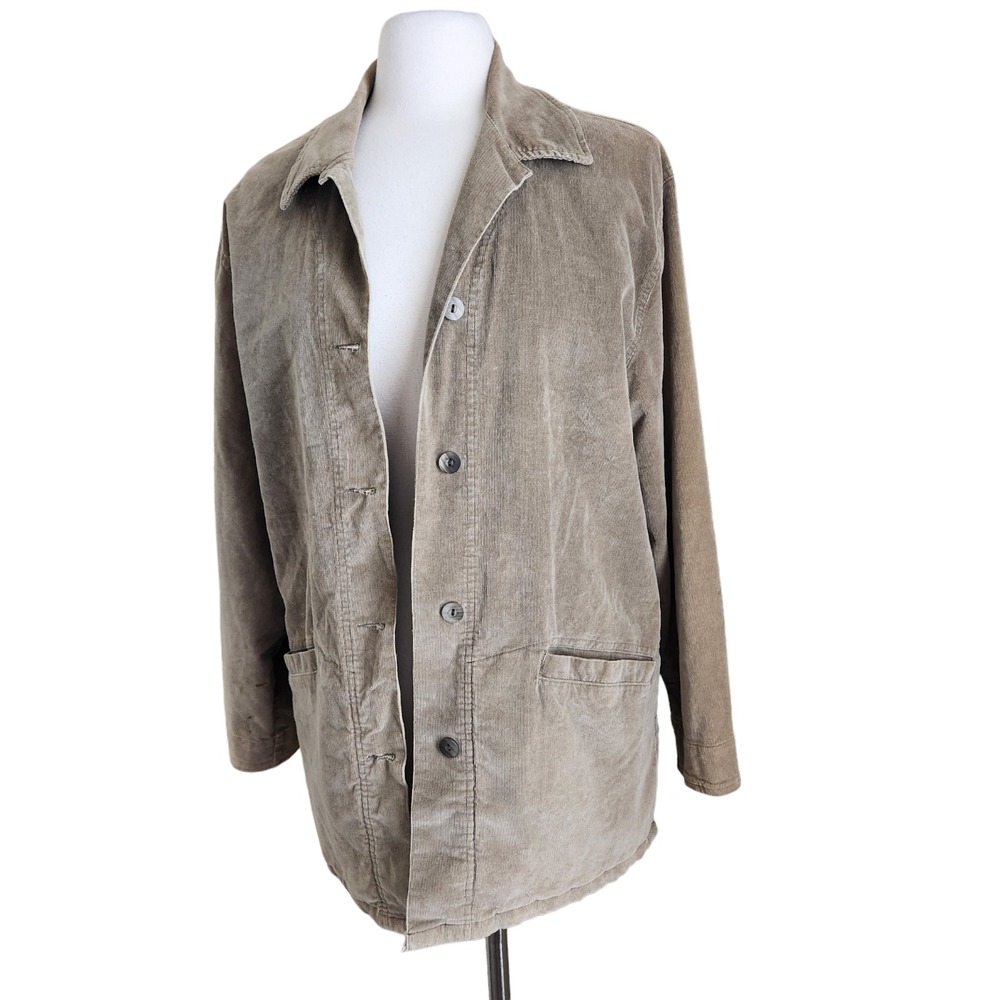 Vintage Corduroy Utility Chore Barn Jacket Women's Size 10 Beige Winter‎